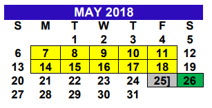 District School Academic Calendar for Alton Memorial Jr High for May 2018