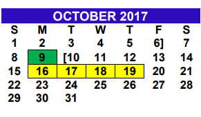 District School Academic Calendar for Alter Sch for October 2017