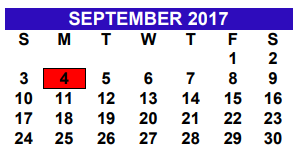 District School Academic Calendar for Bryan Elementary for September 2017