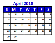District School Academic Calendar for Porter Elementary for April 2018