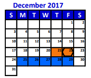 District School Academic Calendar for Keefer Crossing Middle School for December 2017