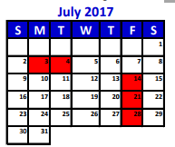 District School Academic Calendar for Porter High School for July 2017