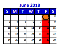 District School Academic Calendar for Kings Manor Elementary for June 2018