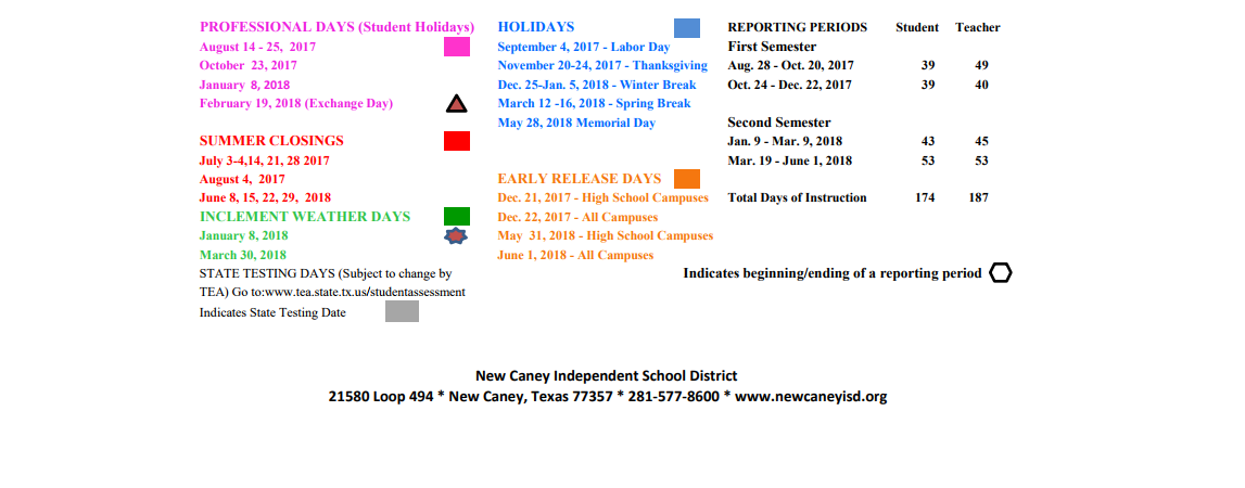 District School Academic Calendar Key for Project Restore