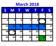 District School Academic Calendar for Project Restore for March 2018