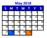 District School Academic Calendar for Project Restore for May 2018