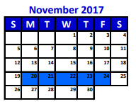 District School Academic Calendar for Valley Ranch Elementary for November 2017