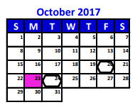 District School Academic Calendar for New Caney Sixth Grade Campus for October 2017