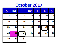 District School Academic Calendar for Bens Branch Elementary for October 2017