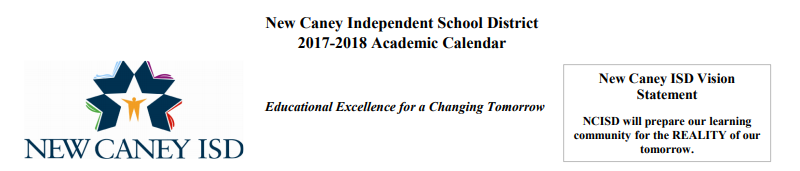 District School Academic Calendar for New Caney Sixth Grade Campus