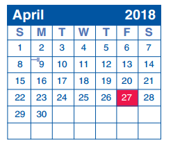 District School Academic Calendar for Homebased Comp Ed for April 2018