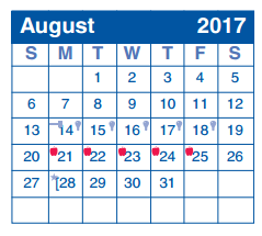 District School Academic Calendar for Homebased Comp Ed for August 2017