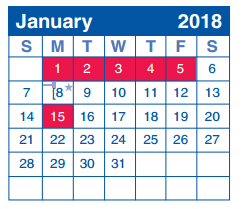 District School Academic Calendar for Ridgeview Elementary School for January 2018