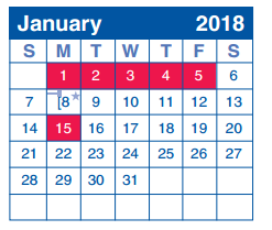 District School Academic Calendar for Center Sch for January 2018