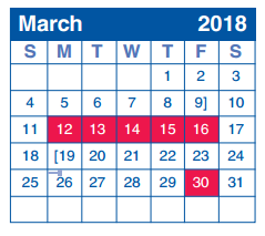 District School Academic Calendar for West Avenue Elementary School for March 2018