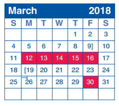 District School Academic Calendar for Homebased Comp Ed for March 2018