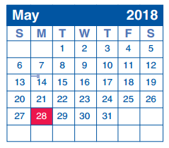 District School Academic Calendar for Frank Tejeda Middle School for May 2018