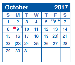 District School Academic Calendar for Huebner Elementary School for October 2017