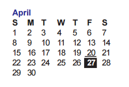 District School Academic Calendar for Fernandez Elementary School for April 2018