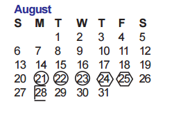 District School Academic Calendar for O'connor High School for August 2017