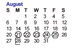 District School Academic Calendar for Connally Middle School for August 2017