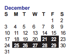 District School Academic Calendar for Brauchle Elementary School for December 2017