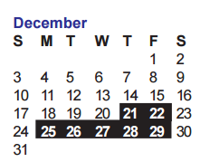 District School Academic Calendar for Mead Elementary School for December 2017