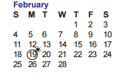 District School Academic Calendar for O'connor High School for February 2018