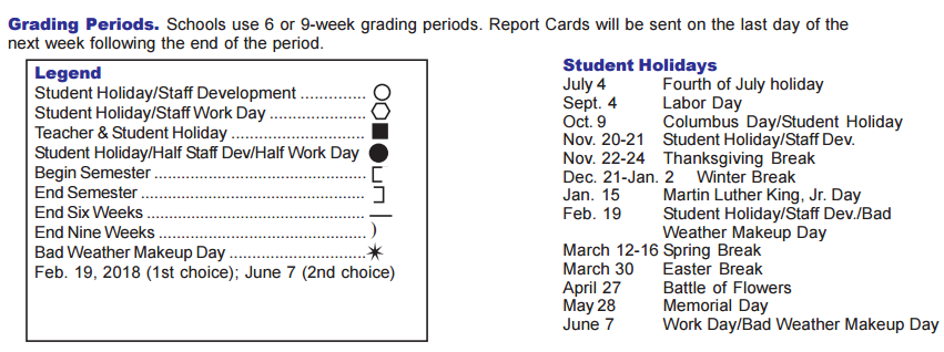 District School Academic Calendar Key for Hobby Middle School