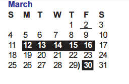 District School Academic Calendar for Burke Elementary School for March 2018