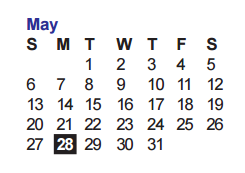District School Academic Calendar for O'connor High School for May 2018