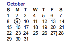 District School Academic Calendar for Taft High School for October 2017