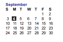 District School Academic Calendar for Aue Elementary School for September 2017