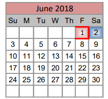 District School Academic Calendar for Medlin Middle for June 2018