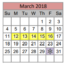 District School Academic Calendar for Gene Pike Middle for March 2018
