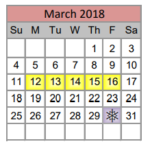 District School Academic Calendar for Roanoke Elementary for March 2018