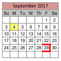 District School Academic Calendar for Seven Hills Elementary for September 2017