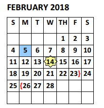 District School Academic Calendar for Doedyns Elementary for February 2018