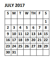 District School Academic Calendar for Yzaguirre Middle School for July 2017