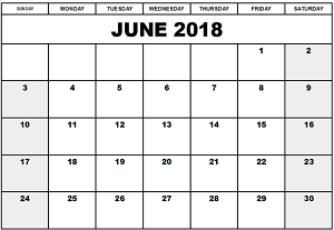District School Academic Calendar for Doedyns Elementary for June 2018