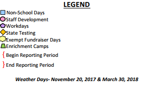 District School Academic Calendar Legend for Doedyns Elementary