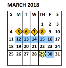 District School Academic Calendar for Doedyns Elementary for March 2018