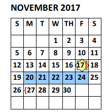 District School Academic Calendar for Doedyns Elementary for November 2017