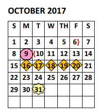 District School Academic Calendar for PSJA North High School for October 2017