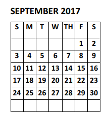 District School Academic Calendar for Reed Mock Elementary for September 2017