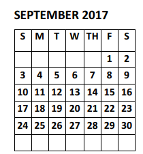 District School Academic Calendar for Doedyns Elementary for September 2017