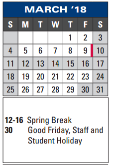 District School Academic Calendar for Freeman Elementary for March 2018