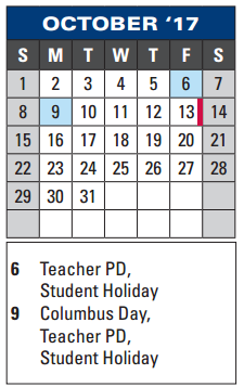 District School Academic Calendar for Frazier Elementary for October 2017