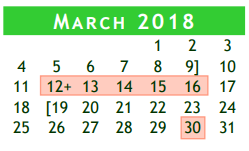 District School Academic Calendar for Alexander Middle School for March 2018
