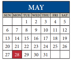 District School Academic Calendar for Pflugerville High School for May 2018